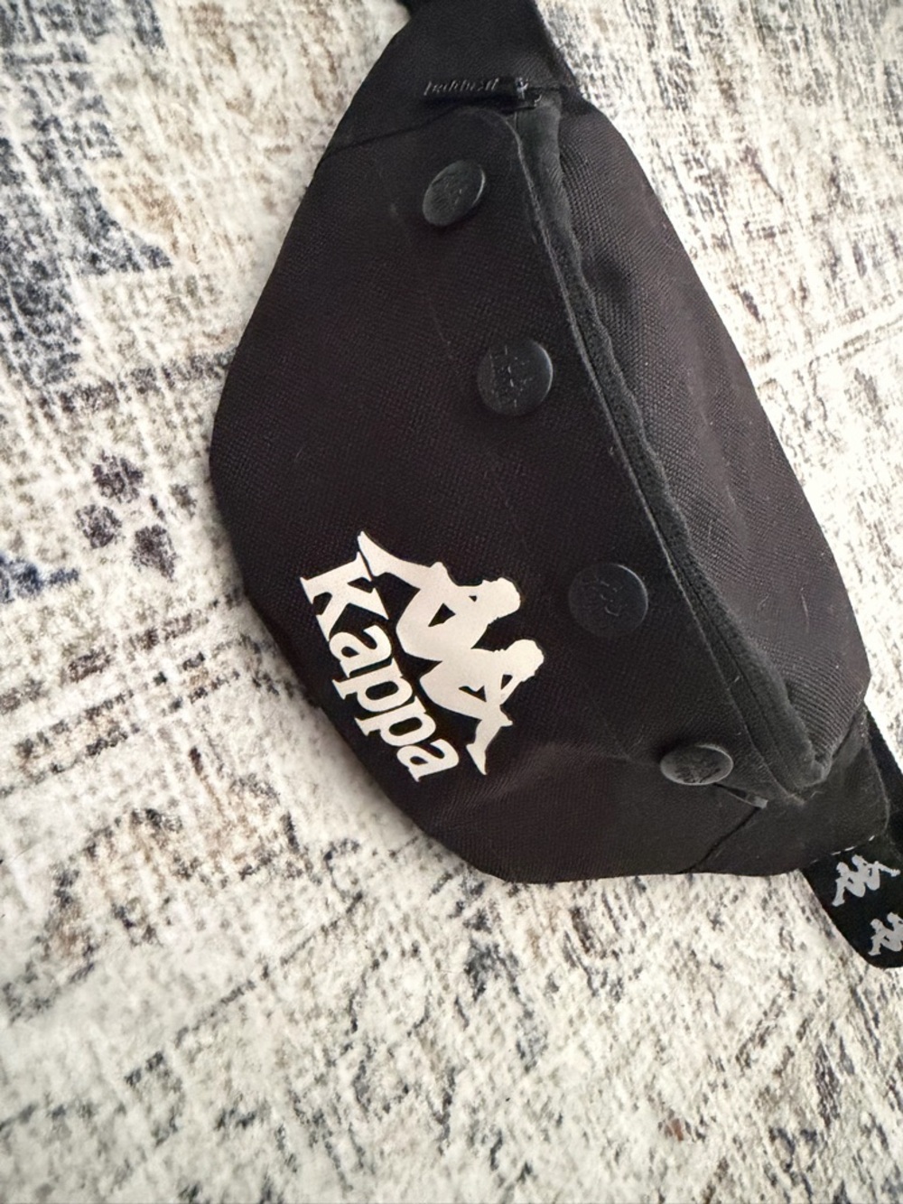 Kappa Black Waist Pack with White Logo